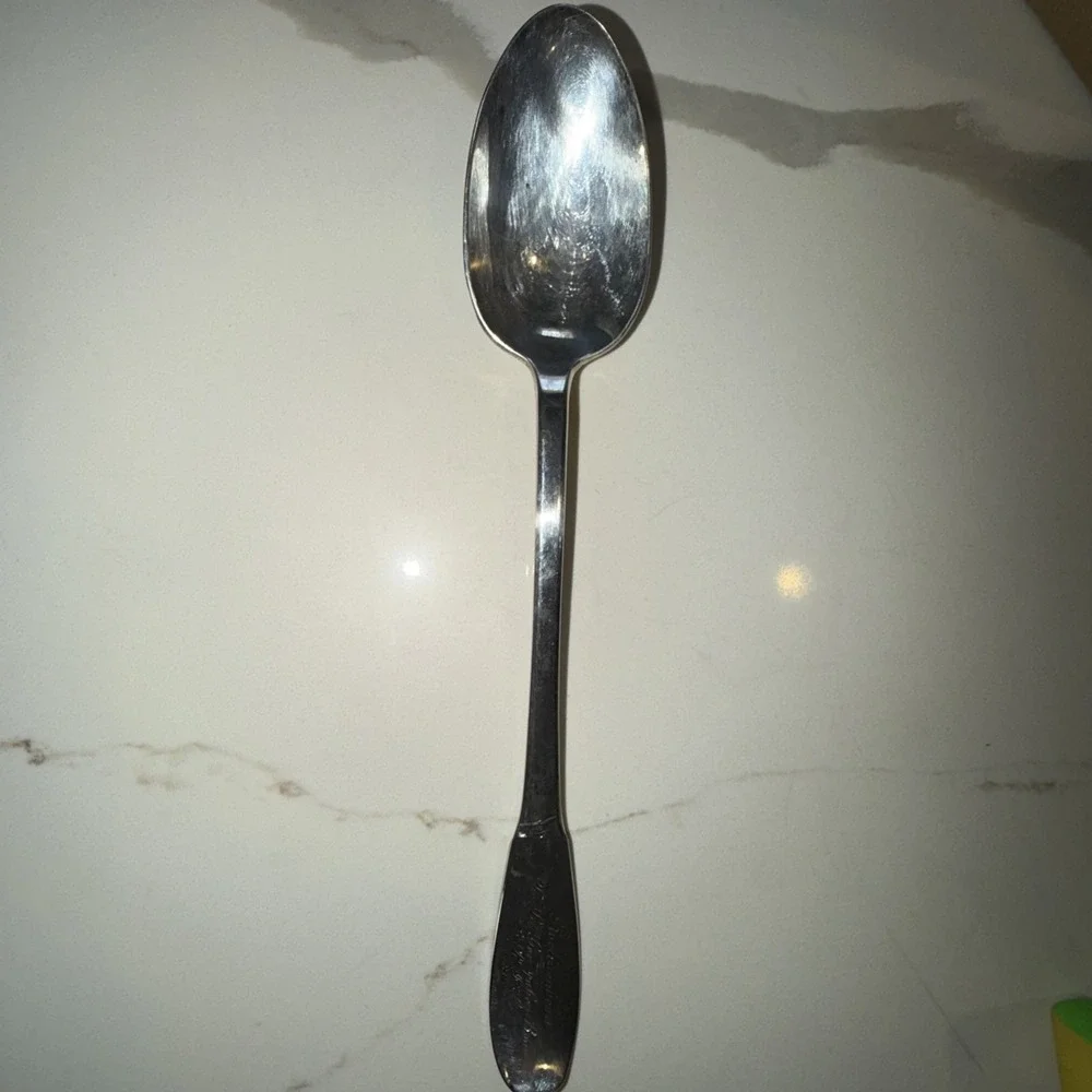 Gorham Extra-Large Plate Spoon Signed : 1780: Rochambeau, To Lt. Gov.Jabez Lowe